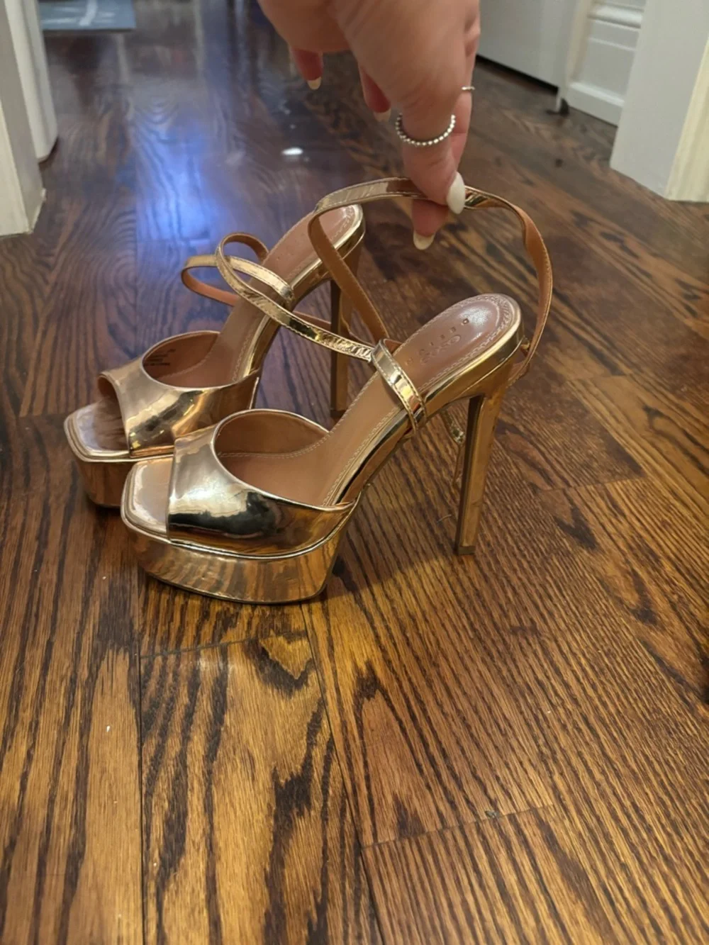 ASOS Metallic Gold Platform Stiletto Sandals - Picture 2 of 3